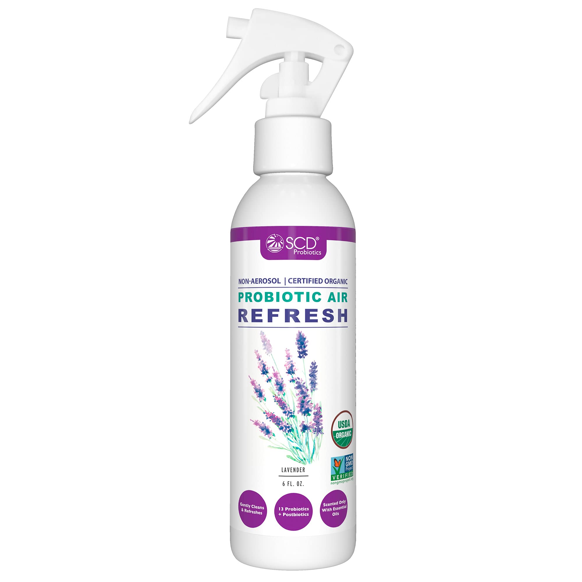 SCD Probiotics - Air Refresh Odor Eliminator Spray - Powerful Non-Aerosol Natural Odor Neutralizer - Home & Car Smell Deodorizer With Light Lavender