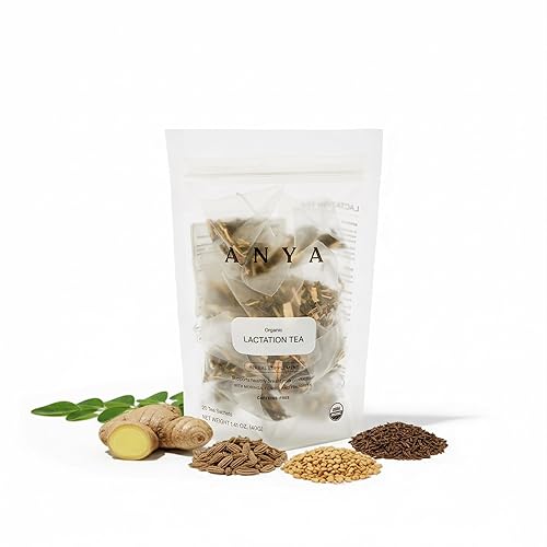 ANYA Herbal Lactation tea, 20 bags - Ginger, Moringa, Fenugreek, Toxicologist-approved, Breastfeeding Safe. Organic Essentials hydration