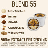 Harmonic Grounds Organic Mushroom Coffee Pods - Medium Roast Coffee with Lion's Mane, Reishi, Chaga, Cordyceps & Turkey Tail - Compatible with Keurig