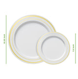 SETUP 60-Piece Gold Trim Plastic Dinnerware Set - 30 10.25" Dinner & 30 7.5" Salad Plates - Heavy-Duty Disposable for Weddings, Catering, Parties