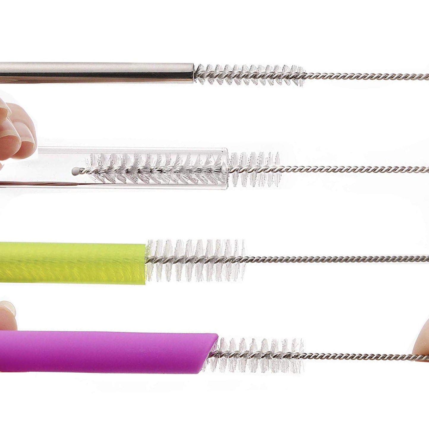 12 Inch Extra Long Straw Brush Cleaner (10 Pack), Flexible Nylon Tube Cleaning Brushes with 0.4 Inch Bristle Head, Rust-Proof Stainless Steel Wire