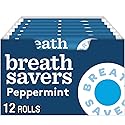 BREATH SAVERS Peppermint Flavored Sugar Free Breath Mints Rolls, .75 oz (12 Count)