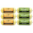 San Gennaro Italian Polenta Variety Pack, 6 Tubes (3 Traditional, 3 Basil & Garlic) | Crafted from Seasoned Yellow Corn | Gluten Free Cornmeal