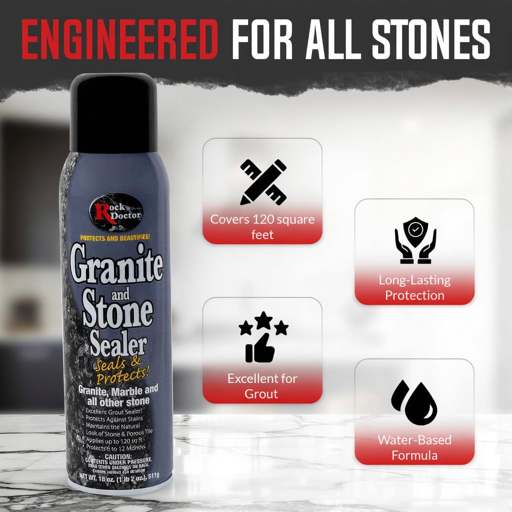 Rock Doctor Granite & Quartz Care Kit, 3 Piece Maintenance Stone Care Combo Kit - Cleans & Renews Marbel, Travertine, Tile and All Other Stone, Fresh