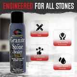 Rock Doctor Granite & Quartz Care Kit, 3 Piece Maintenance Stone Care Combo Kit - Cleans & Renews Marbel, Travertine, Tile and All Other Stone, Fresh