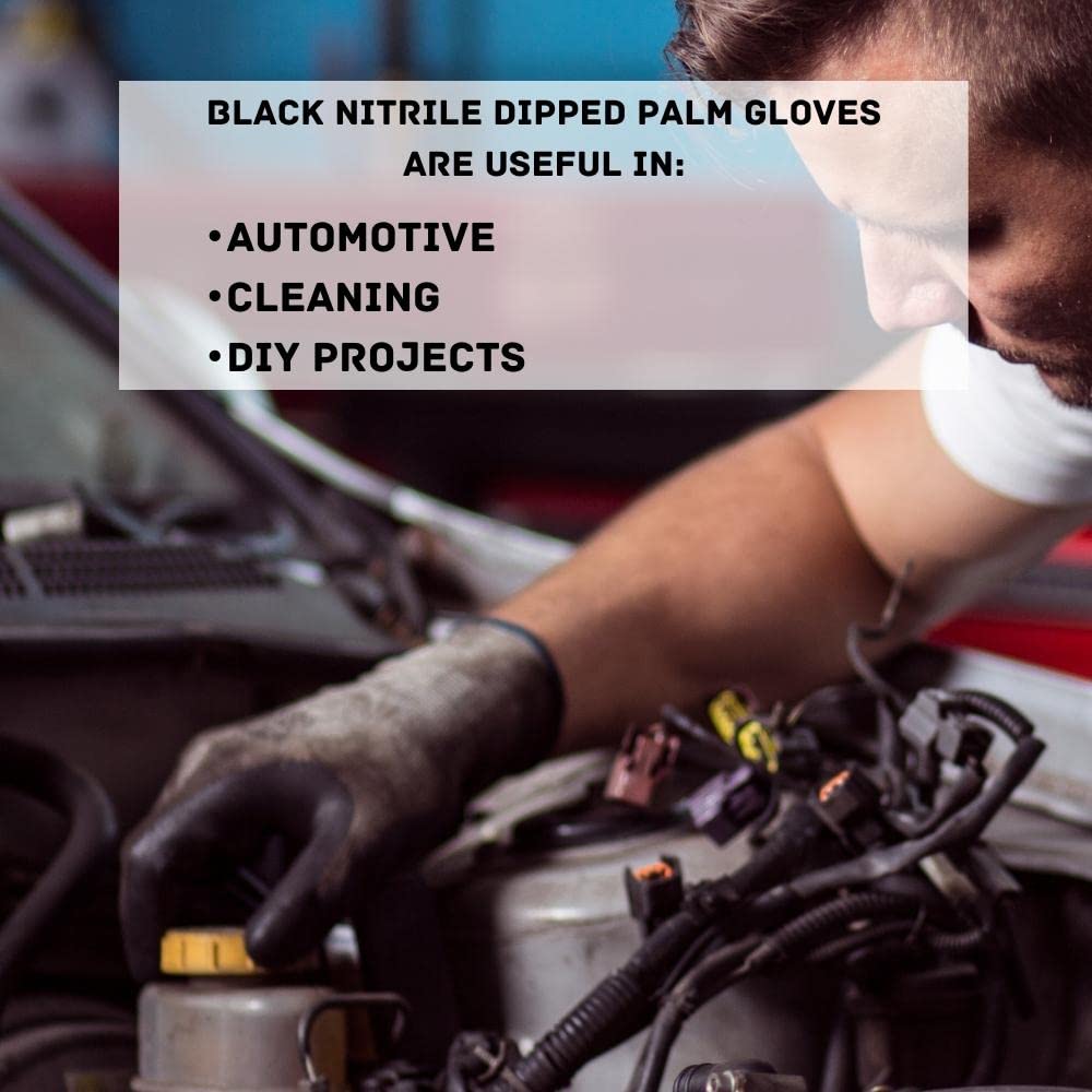 PackagingSuppliesByMail Work Gloves, Nitrile Gray Coated Nylon, Breatheable, Lightweight Garden Gloves for Men and Women, 2X-Large, 24 Pairs