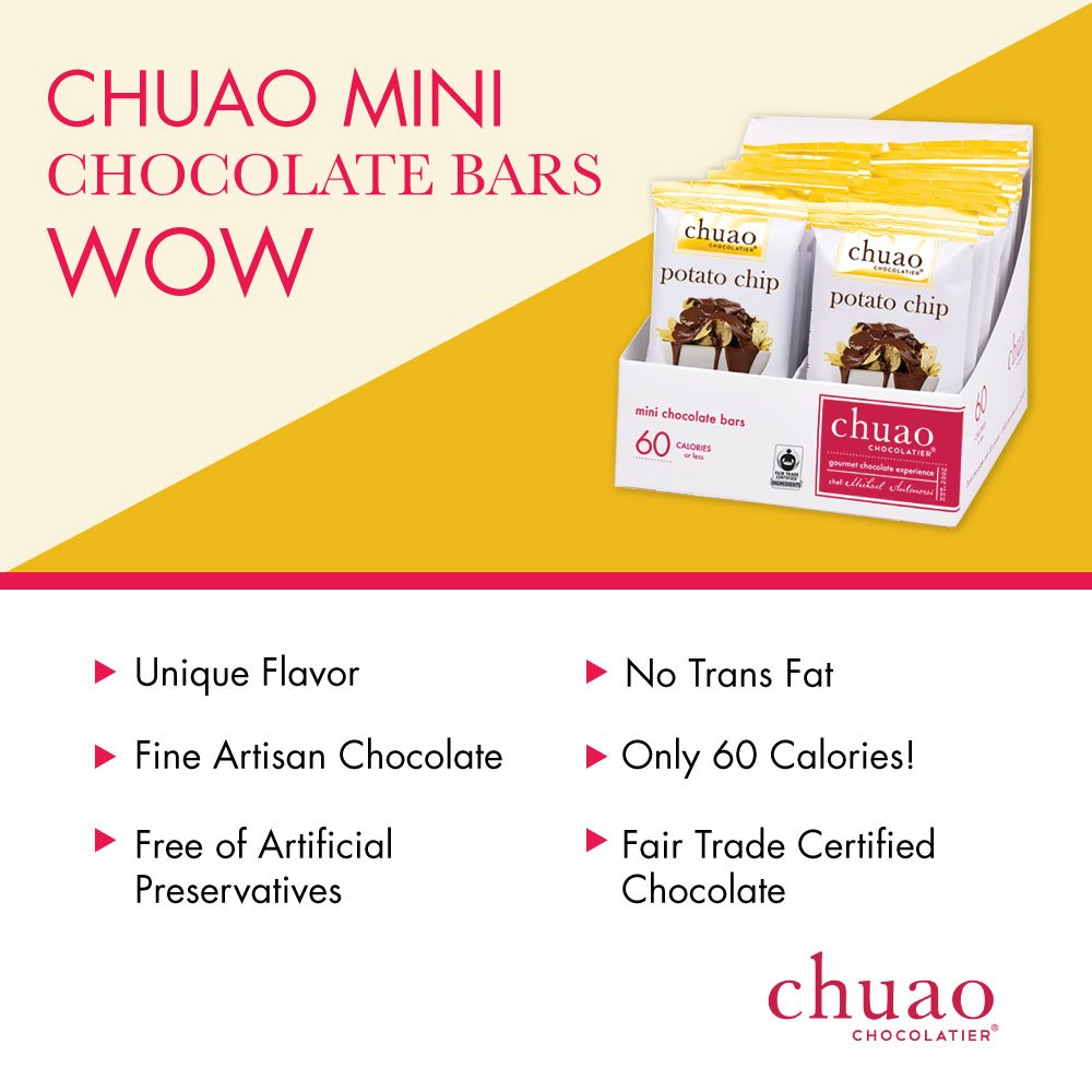 Chuao Chocolatier Potato Chip Milk Chocolate Mini Bars | Gourmet No Preservatives | For Gift Baskets, Christmas, Birthday, Thank You, Care Package |