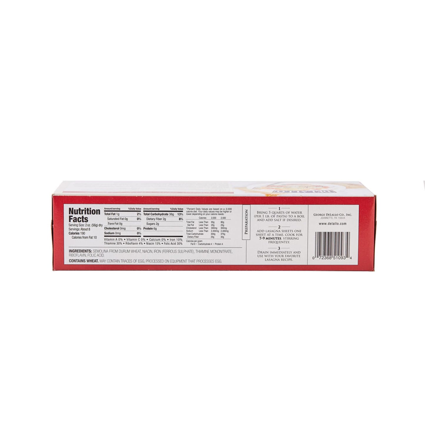 DeLallo Lasagna Sheets, 13.2 Ounce Box, Classic Italian Recipe, Made with 100% Durum Wheat Semolina Flour, Made in Italy, Vegan, Non-GMO, (6 Pack)