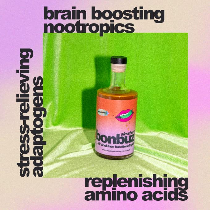 Bonbuz Alcohol Free Alchemy Spirit - 750ml, Non Alcoholic, Low Calorie, Keto, Gluten-Free, Sugar-Free Liquor Replacement, Slowburn + Cocktail Shaker