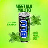 BLU Mojito Energy Drink, 12 Pack Slim Cans, 8.4 fl oz (250 mL) Each