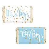 Blue and Gold It's a Boy Baby Shower Candy Bar Wrappers, Chocolate Bar Baby Shower Favors Stickers - 42 Count