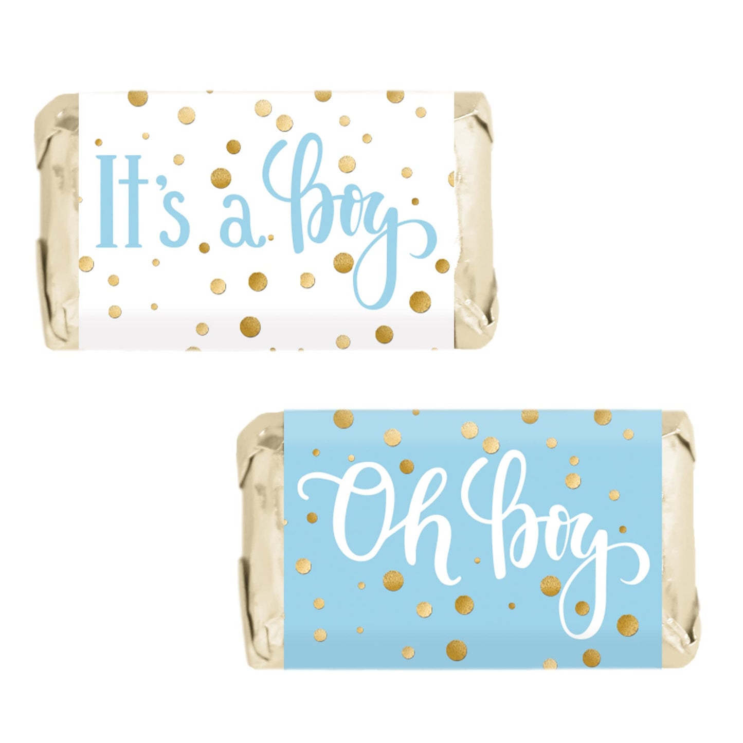 Blue and Gold It's a Boy Baby Shower Candy Bar Wrappers, Chocolate Bar Baby Shower Favors Stickers - 42 Count