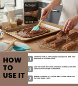 Plant-Based Keto Chocolate Bar, 8 OZ. Bundle with Silicone/Wood Mini Utensils - Sugar Chocolate Smooth, Low-Carb, Sugar Conscious Snack for Baking