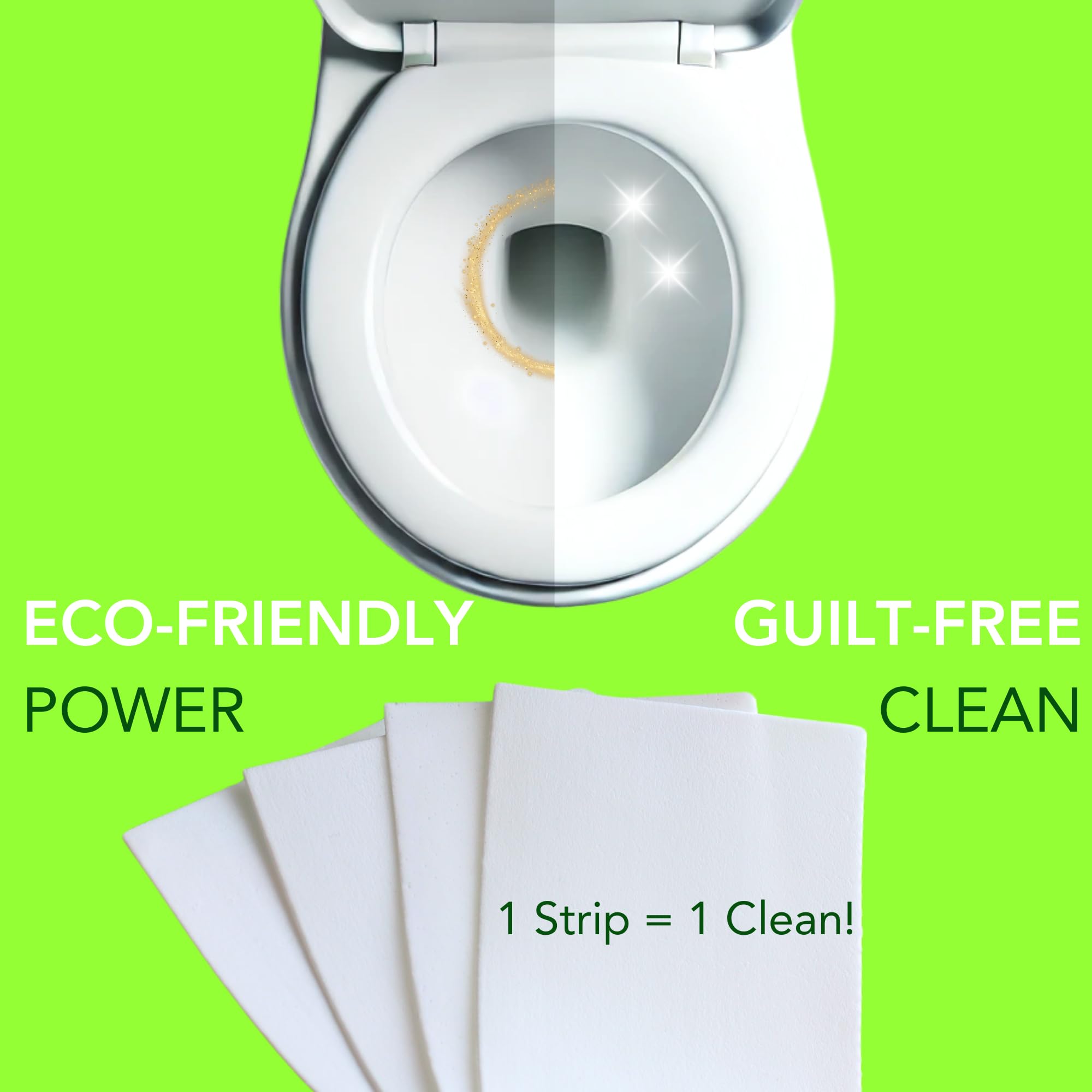 Eco Solve Toilet Bowl Cleaner Strips 60 Count, Unscented Eco-friendly, Non-toxic, Septic Safe, Removes Odors & Stains, Plastic-free, Natural Toilet