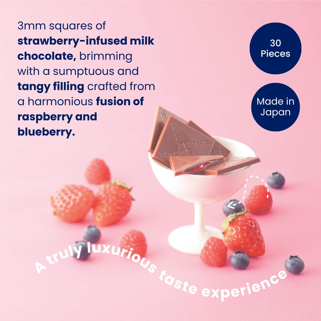 ROYCE Prafeuille Chocolat "Berry Cube"- Assortment of Strawberry Scented Milk Chocolate with a Tarty Sauce Filling | Chocolate Gift Set | Japanese