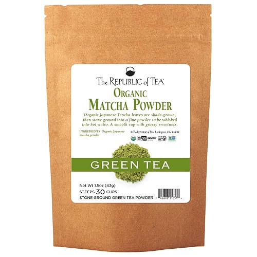 The Republic of Tea Organic Japanese Matcha Green Tea Full-Leaf Powder, 1.5 Oz Bag | Steeps 30 Cups