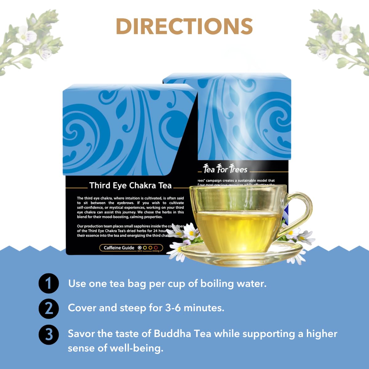 Buddha Teas - Third Eye Chakra Tea - Organic Herbal Tea - For Insight & Intuition - With Eyebright, Spearmint, Star Anise & Sapphire Essence - 100%