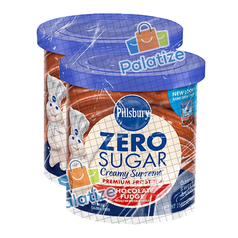 Pillsbury Zero Sugar Creamy Supreme Chocolate Fudge Flavored Premium Frosting, 15 oz - Palatize Pack of 2
