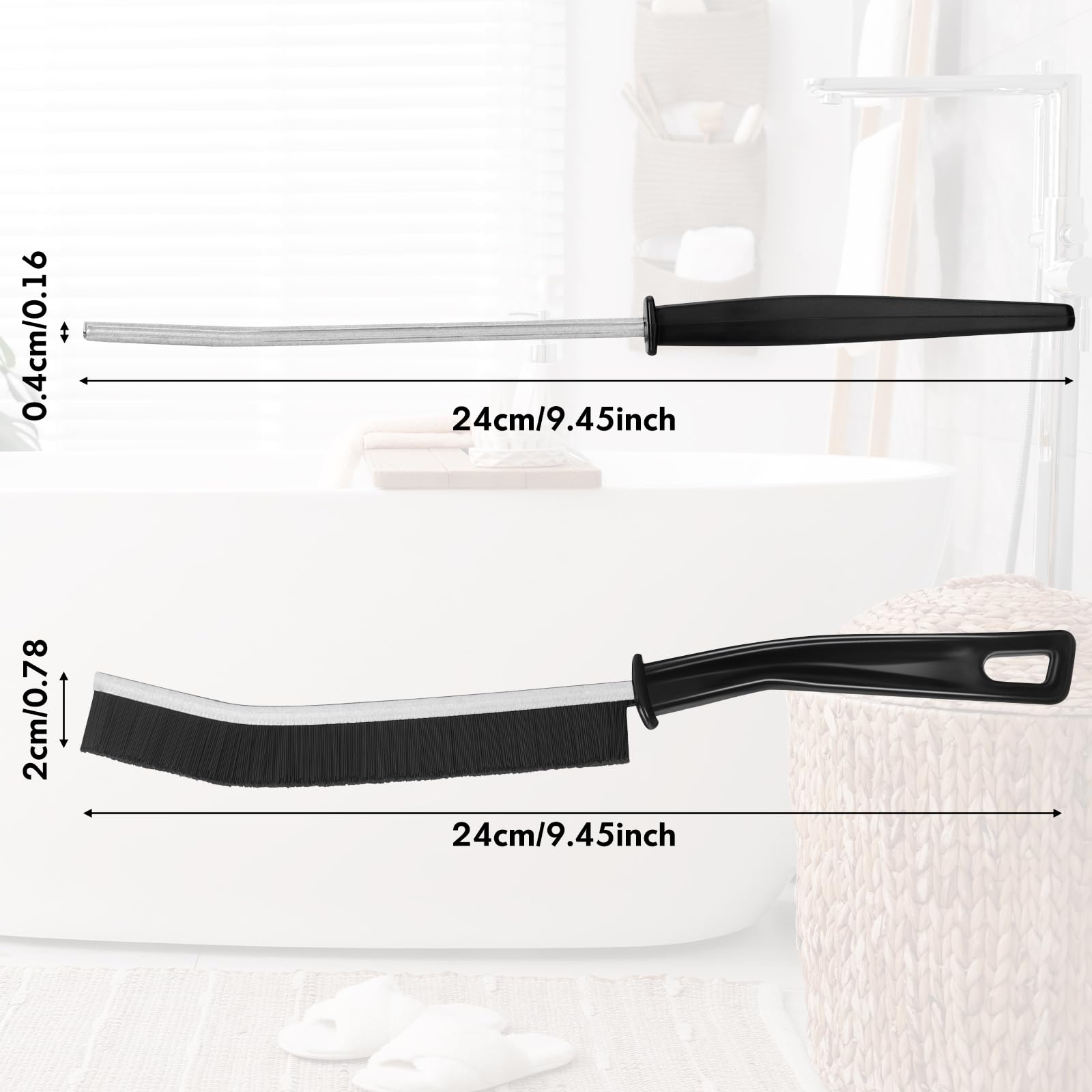 3P Crevice Cleaning Brush Hard Bristle Crevice Grout Cleaner Brush Thin Brush Gap Grout Cleaner for for Household Use, Bathroom, Kitchen