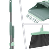 Ivandar Broom and Dustpan Set for Home, Dust pan with Long Handle, Broom with Dustpan Combo Set, for Home Kitchen Room Office Lobby Floor Use Upright