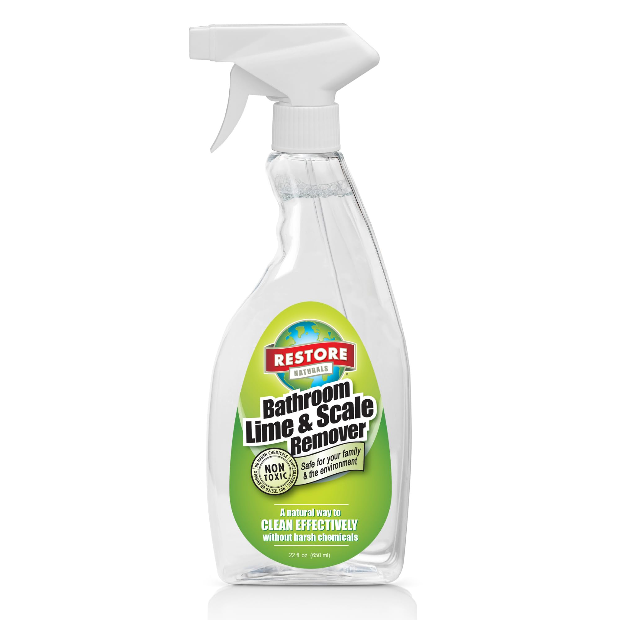 Restore Naturals Non Toxic Bathroom Cleaner - 22oz - Soap Scum Remover, Non Toxic Shower Cleaner, Safe Cleaning Products, Eco Friendly Cleaning