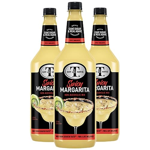 Mr & Mrs T Spicy Margarita Mix, 1L Bottle, - Premium Cocktail Mixer for Margarita Mixes, Ready to Use