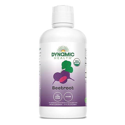 Dynamic Health Certified Organic Beetroot Juice Concentrate Dietary Supplement, No Added Sugar, Artificial Colors, Preservatives, BPA-Free