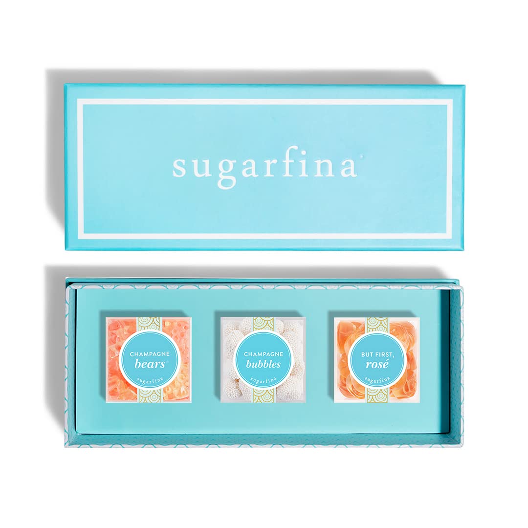 Sugarfina Congrats Wishes 3 Piece Candy Bento Box | Champagne Bears, Champagne Bubbles, But First, Rosé Roses