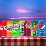 Soft Drink Assortment Variety: Cola, Pepsi, Sprite, Mountain Dew, Dr. Pepper, Brisk Iced Tea, Canada Dry Ginger Ale, Sunkist - 12 Fl Oz cans (18 Pack)