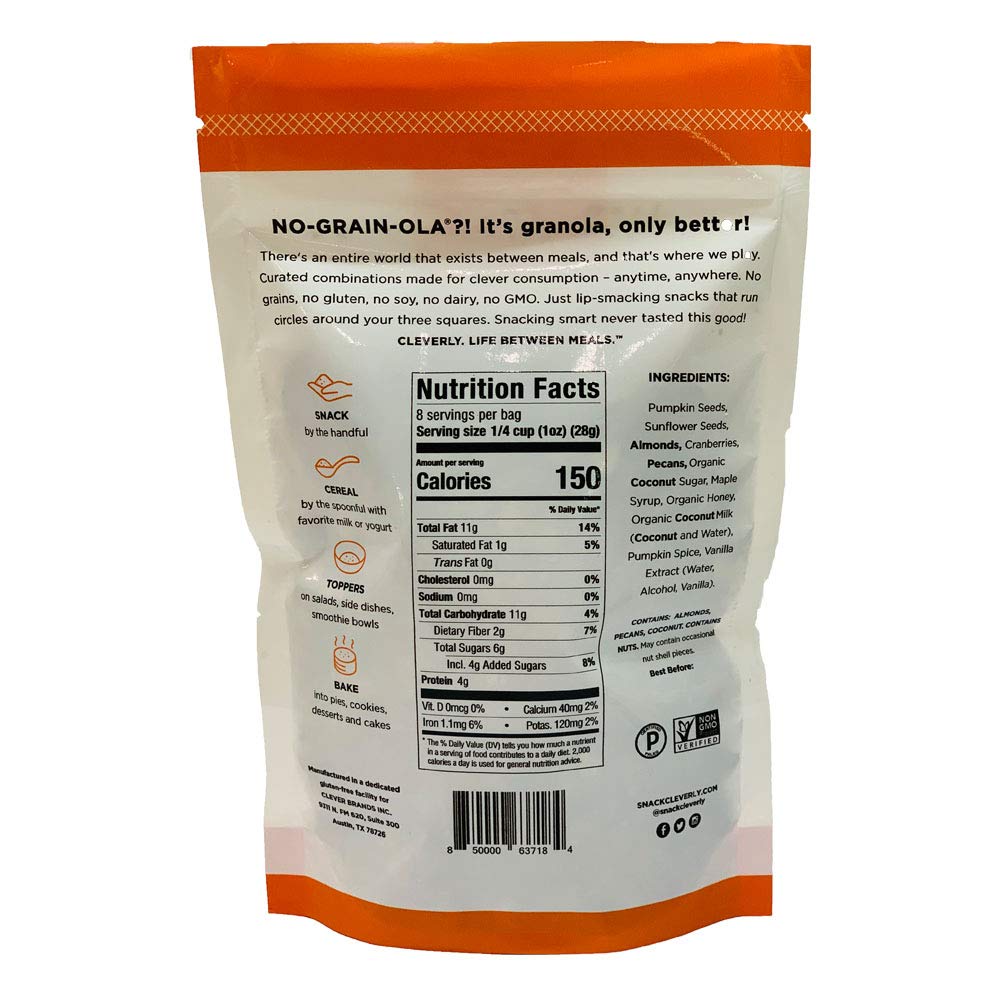 NO-GRAIN-OLA - Grain Free Granola | Paleo Friendly Healthy Snacks | Natural, Dairy Free, Soy Free, No Refined Sugars, Non GMO (8oz bags, 3 Bags Per