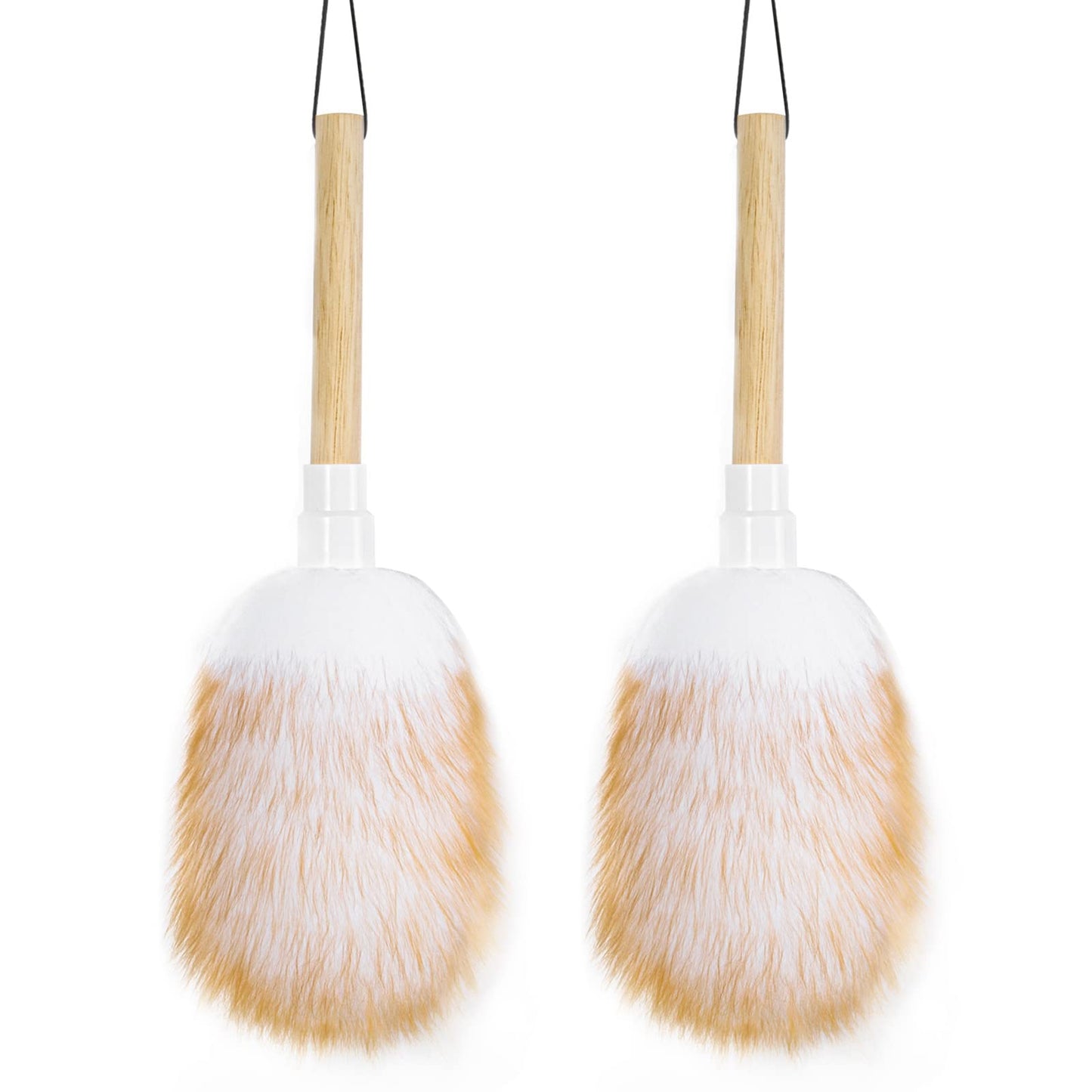 Feather Duster, Lambswool Duster for Cleaning Set of 2, Wooden Handle with Hanging Rope, Washable Reusable Small Hand Duster for Cleaning Wall Plant