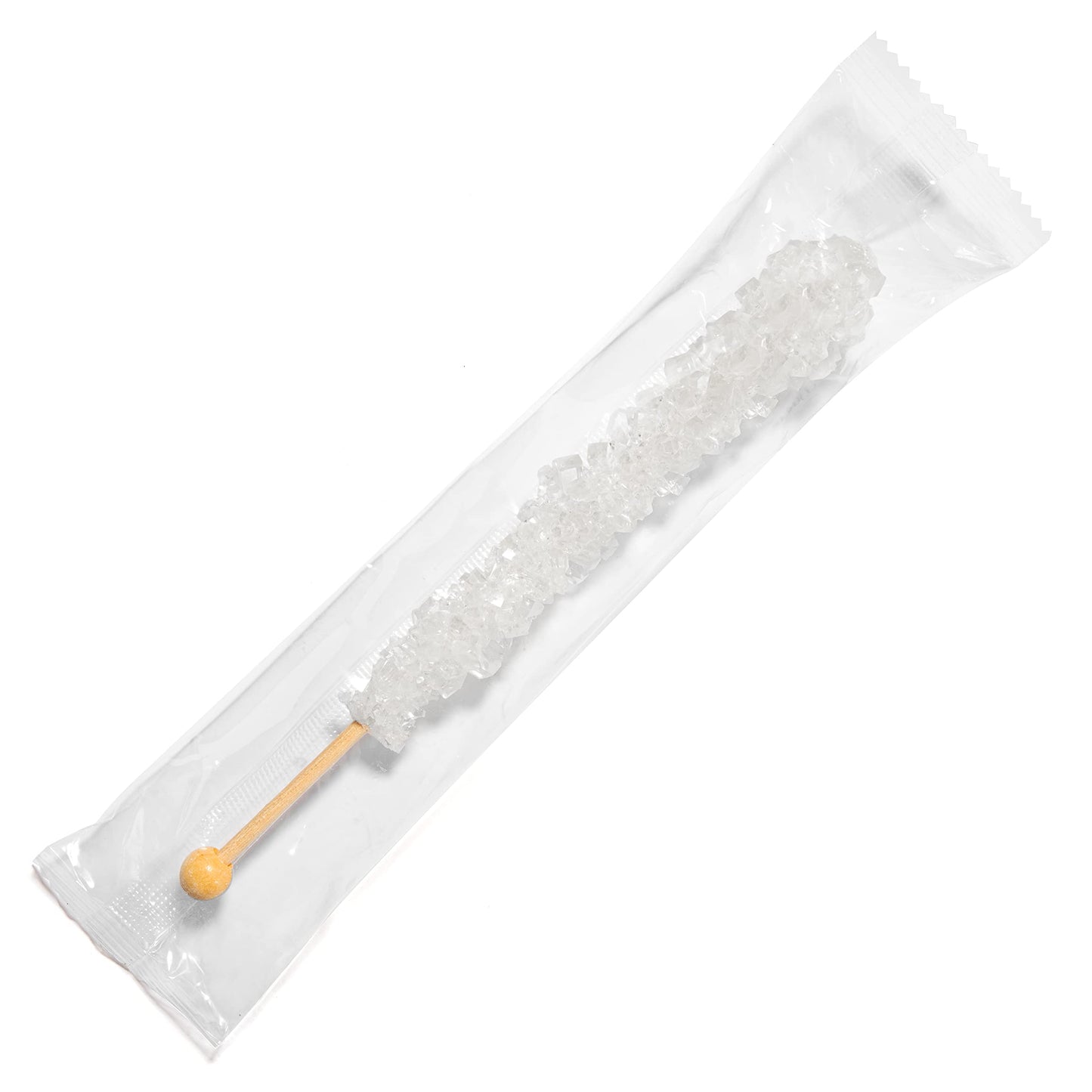White Rock Candy Sugar Sticks - Original Sugar Flavored - 12 Individually Wrapped White Candy Party Favors