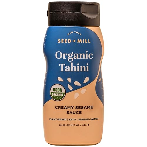 Seed + Mill - Tahini Sauce - Organic - Squeeze Bottle - Vegan, Kosher, Non-GMO, Keto, Paleo, Whole30, Gluten Free - Silky Smooth Texture - Great in