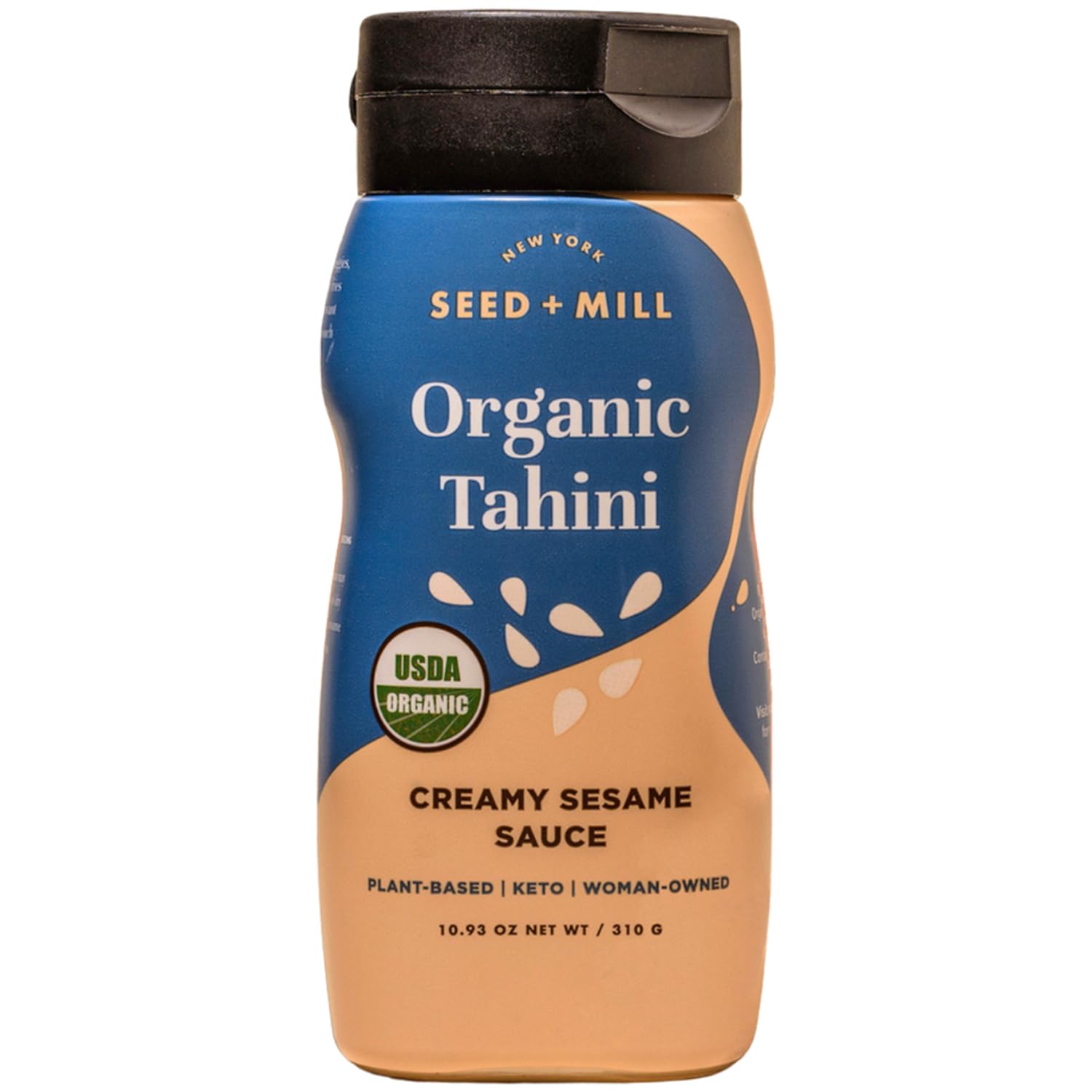 Seed + Mill - Tahini Sauce - Organic - Squeeze Bottle - Vegan, Kosher, Non-GMO, Keto, Paleo, Whole30, Gluten Free - Silky Smooth Texture - Great in