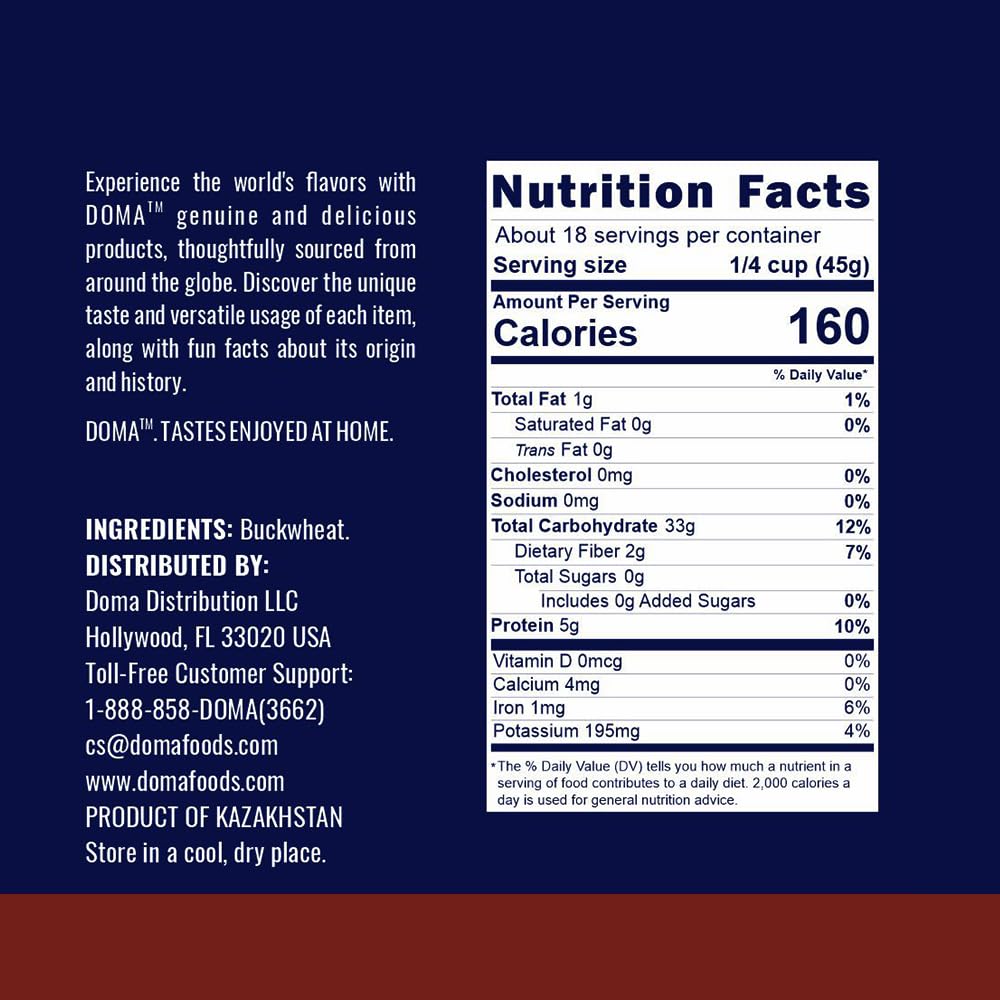 DOMA Hulled Toasted Buckwheat Groats (Kasha), Non-GMO, Gluten-Free, 3.5lb (2x1.76 lb, about 36 servings), Premium Whole Grain for Porridge, Side Dishes, Flour Milling, 5g Protein per Serving