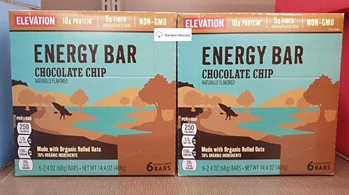 Elevation Energy Bar Chocolate Chip 14.4oz 408g (2 Boxes)