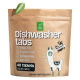 Dish Washing Machine Tablets, Pack of 40 - Fragrance-Free, PVA-Free, Non-Toxic Dishwasher Tablets in Compostable Packaging - Women-Owned Company