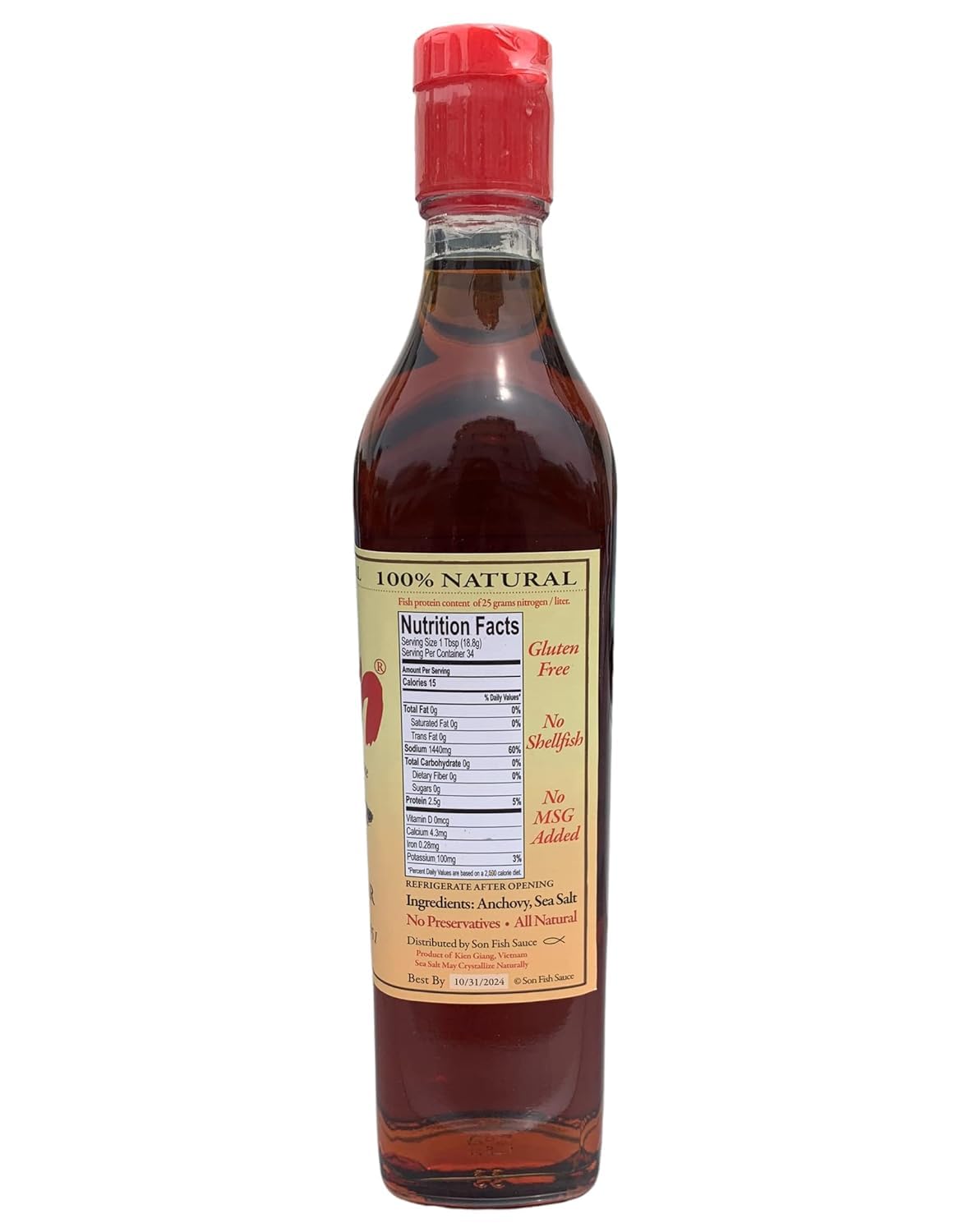 Son Fish Sauce ? Premium Vietnamese Artisanal Fish Sauce Since 1951 | One Year Aged Anchovy Sauce ?8.45 oz Bottle?100% Pure ?GLUTEN FREE, NO