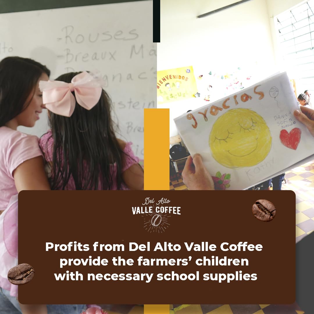 Del Alto Valle Coffee, Colombia Single Origin, Whole Bean, Medium Roast, 12 oz, Honey Processed
