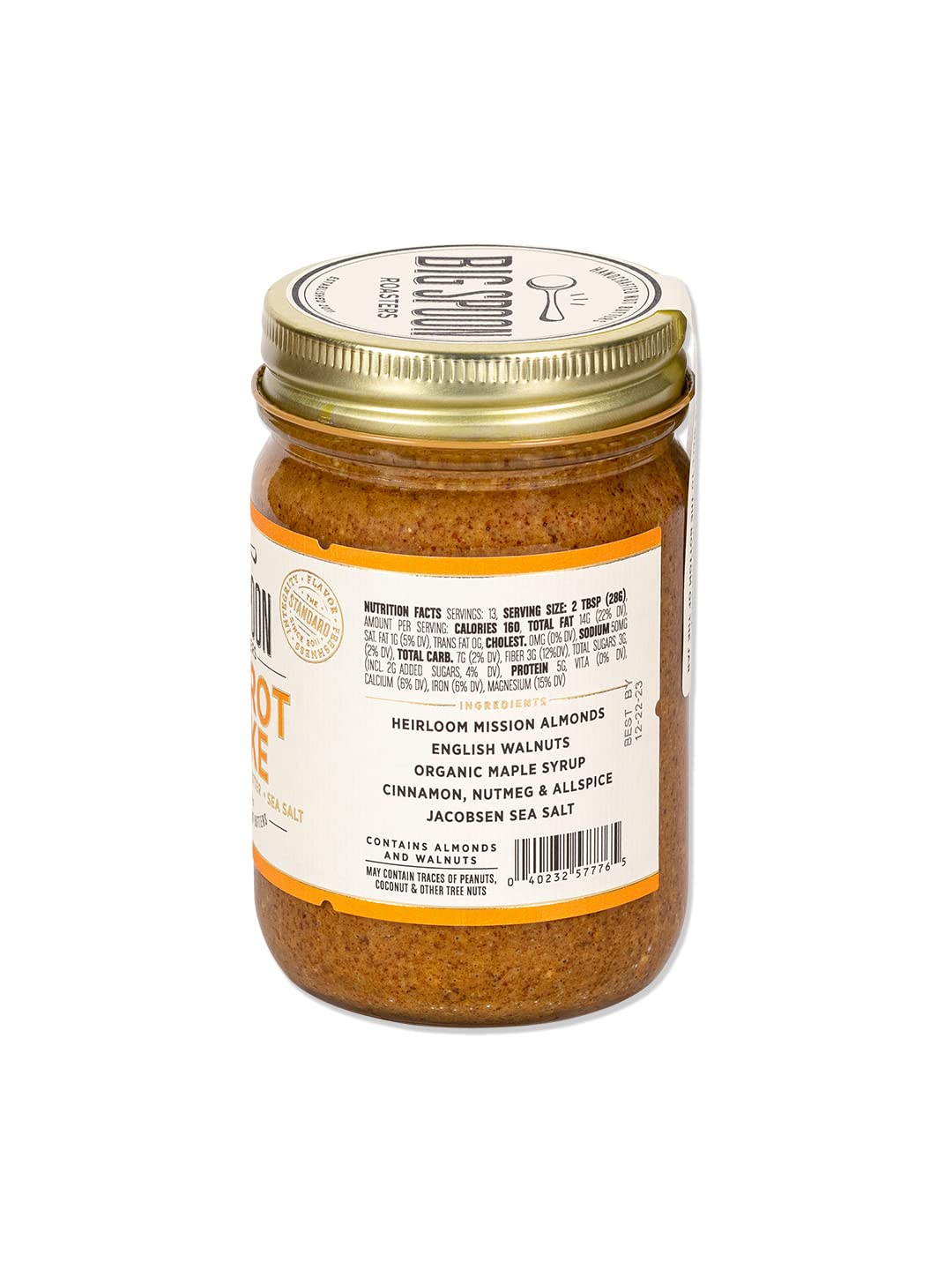 Big Spoon Roasters Carrot Cake Almond Butter With Sea Salt - Keto Friendly, Low Sugar Almond Butter - Crunchy & Bee-Friendly Almonds - Gourmet, Vegan