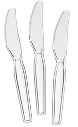 Settings [100 Count] Plastic Clear Knives, Heavyweight Disposable Cutlery, Great For Home, Office, School, Party, Picnics, Restaurant, Take-out Fast