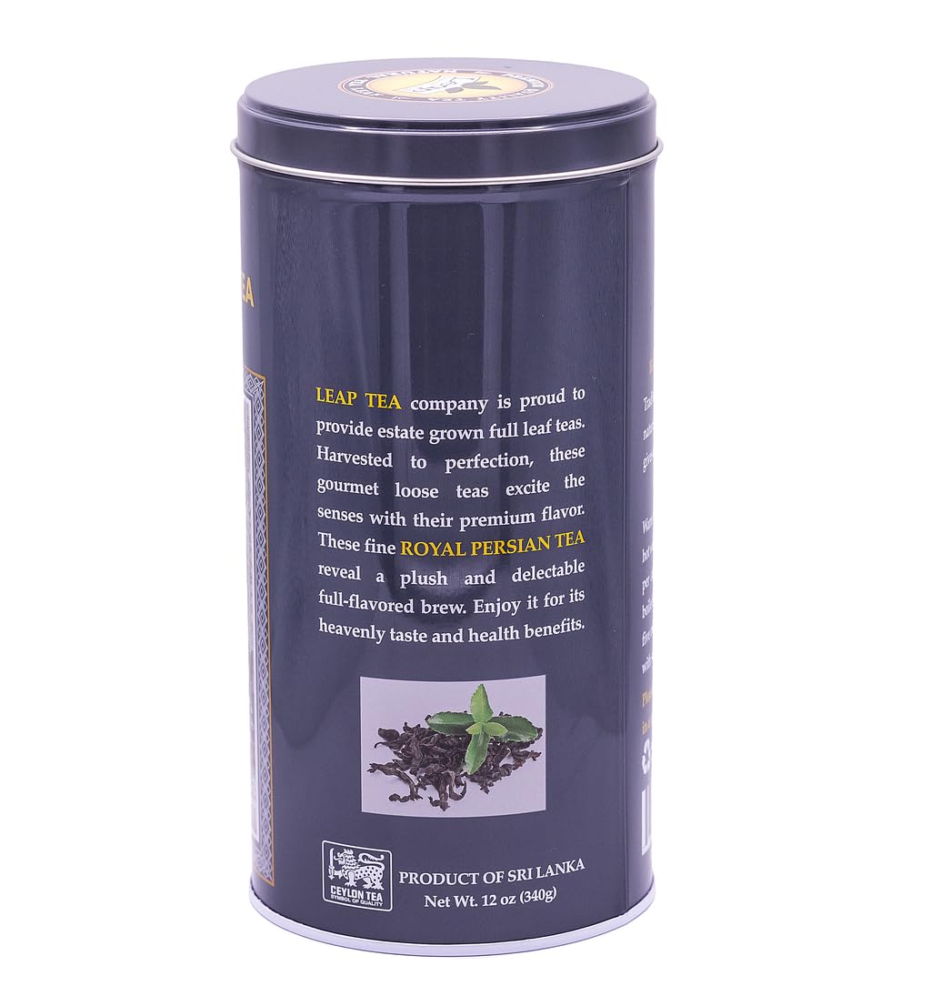 Royal Persian Tea Earl Grey Loose Leaf Ceylon Black Tea, Premium Ceylon Ceylon Tea with Real Bergamot Oil,12 oz (340g) Aromatic Citrus Flavor, Hot or