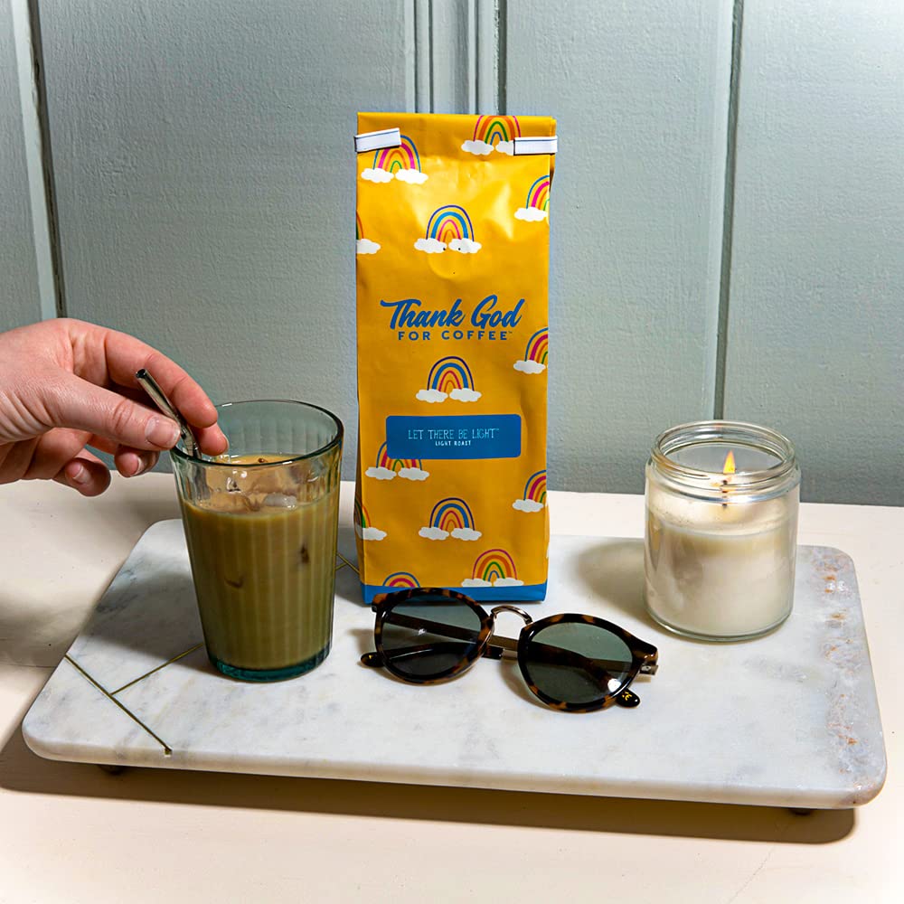 Thank God For Coffee Let There Be Light Light Roast Whole Bean Coffee, Single Origin Peru, Citrus & Hibiscus Notes, 12 oz