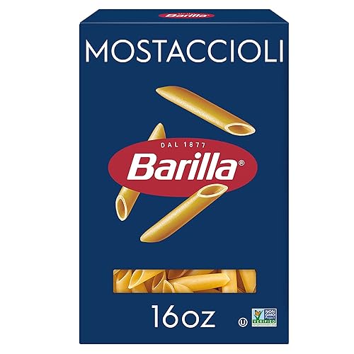 Barilla Mostaccioli Pasta, 16 oz. Box - Non-GMO Pasta Made with Durum Wheat Semolina - Kosher Certified Pasta