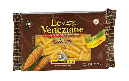 Le Veneziane - Italian Tubetti Rigate Pasta [Gluten-Free], (4)- 8.8 oz. Pkgs