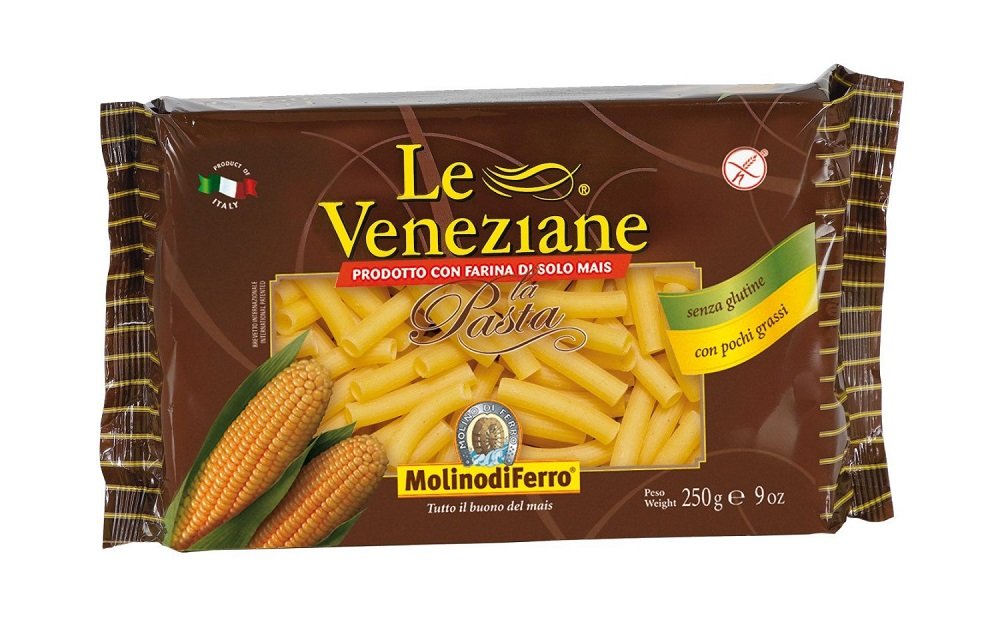 Le Veneziane - Italian Tubetti Rigate Pasta [Gluten-Free], (4)- 8.8 oz. Pkgs
