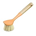 OGGI Natural Bamboo Dish Brush - Non-Scratch, Odorless Nylon Bristles, Durable Scrub Brush with Scraper for Grease & Grime, Safe Cleaning Brush