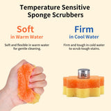 8 Pack Scrub Sponges, BIH Smile Dual-Sided Dish Sponge, 2 Shapes Temperature Sensitive Non Scratch Kitchen Sponges for Kitchen, Bathroom, Windows