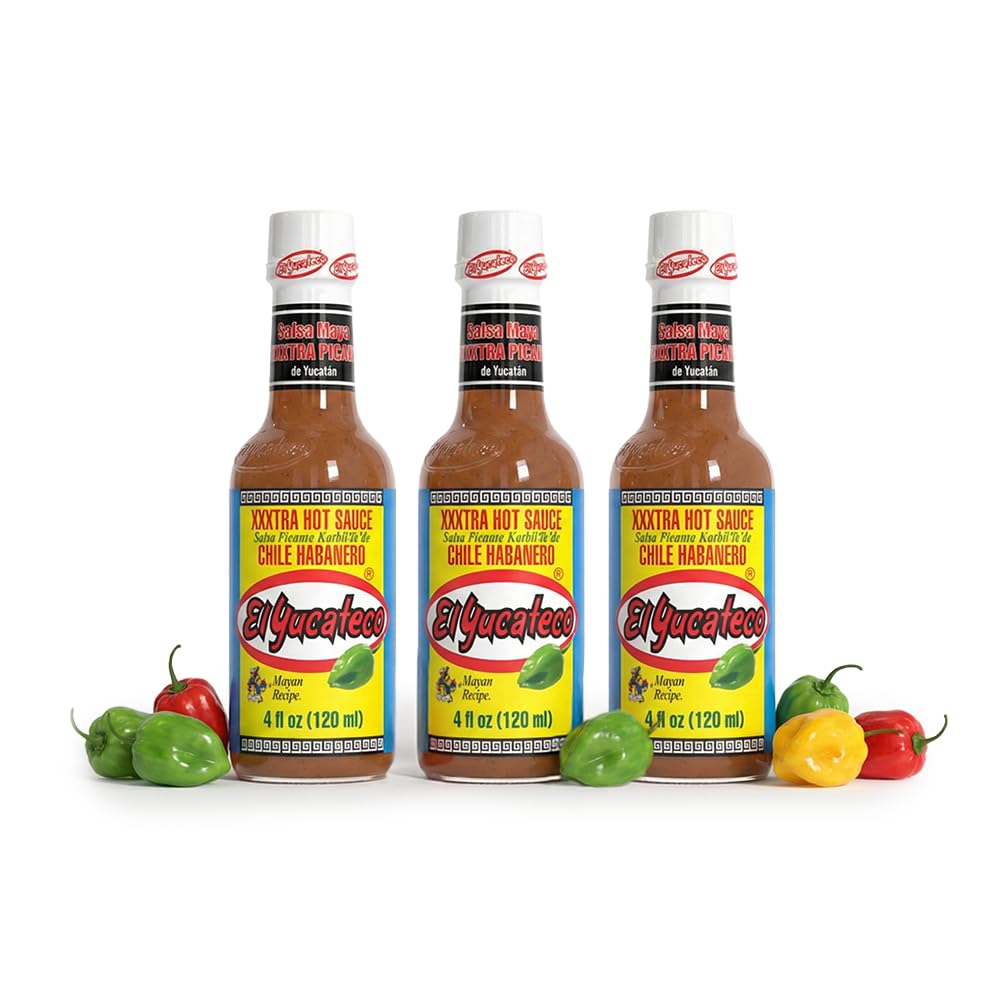 El Yucateco XXXtra Hot Habanero Sauce, 4 fl oz, Pack of 3