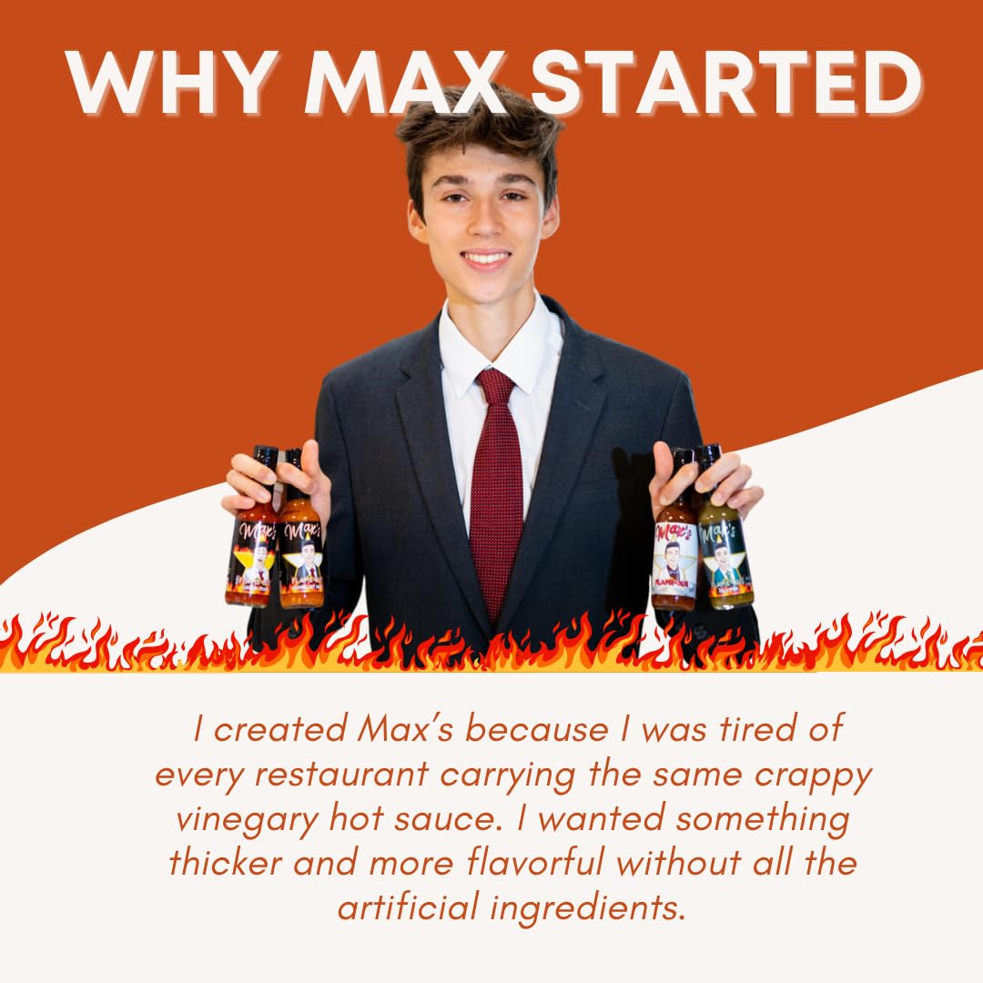 Max Flame-ous Original Hot Sauce - Sweet & Fruity Garlic Habanero Blend with Carrot & Onion | Thick Sauce | Medium Heat | All Purpose Flavor Booster |